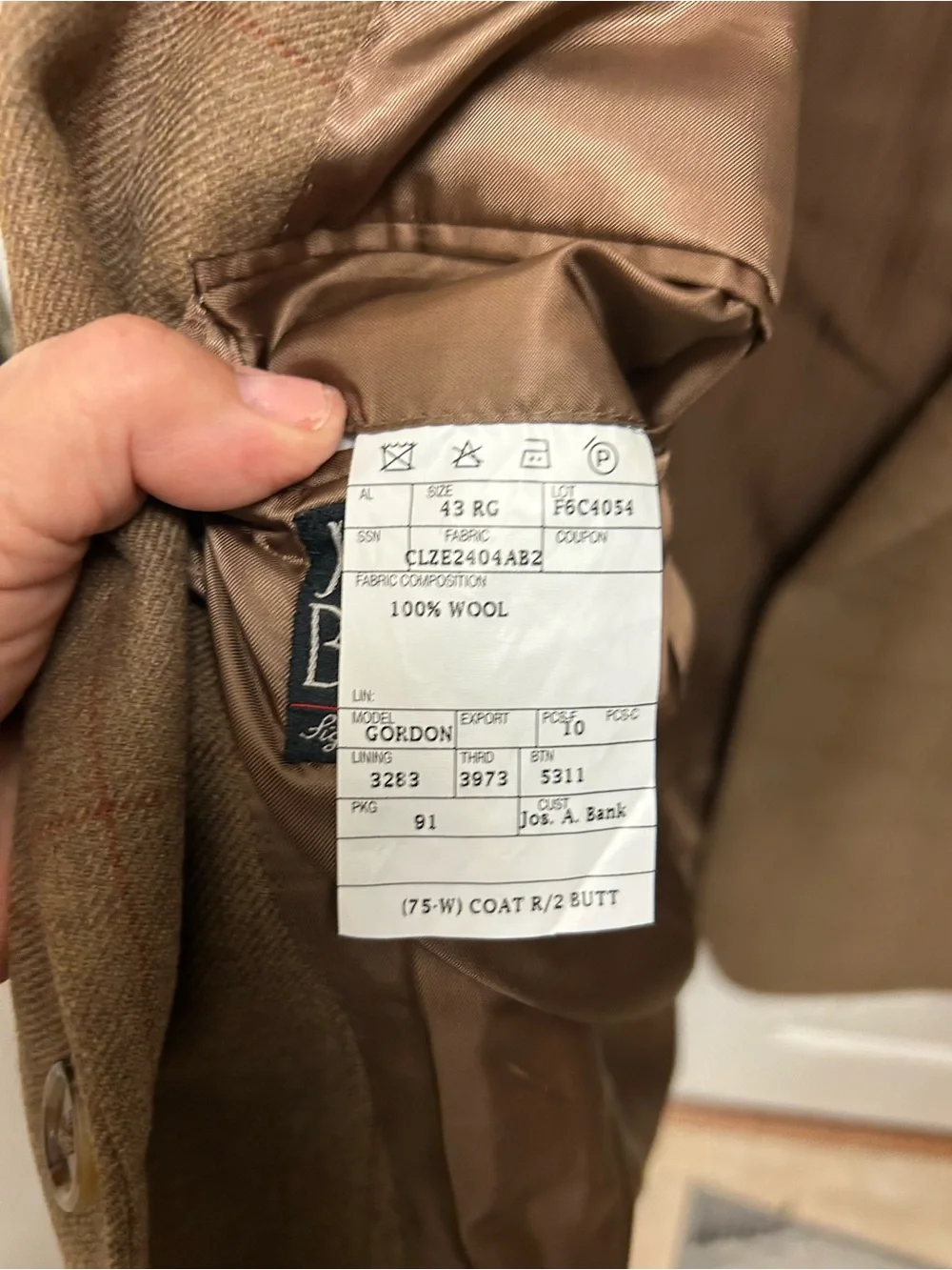 Jos. A. Bank Brown Windowpane Wool Sport Coat
